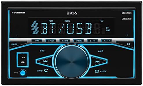 BOSS Audio Systems 480BRGB Car Stereo - Double Din, Bluetooth, No CD DVD Player, AM/FM Radio Receiver, USB, AUX In, Multicolor Illumination
