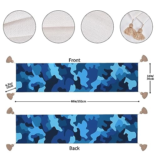 Chemin de table en lin camouflage bleu 35x40 cm pour repas chaleureux - 5