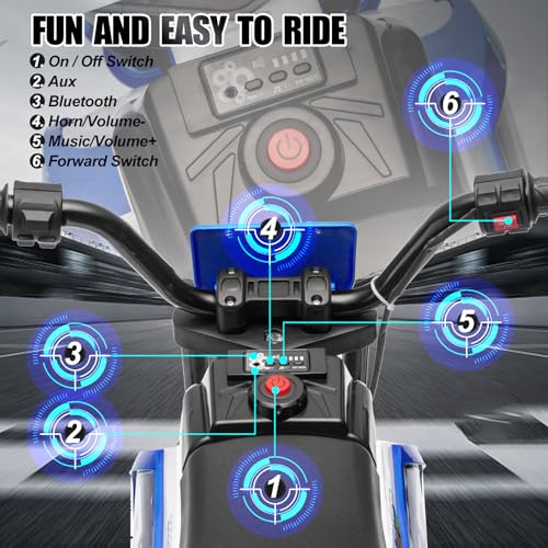 Image of JOYLDIAS Kids Motorcycle, 12V7AH Ride On Motorcycle for Kids