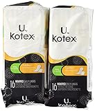 Kotex Natural Balance Absorbent Liners, Long, 16 Count (Pack of 2)