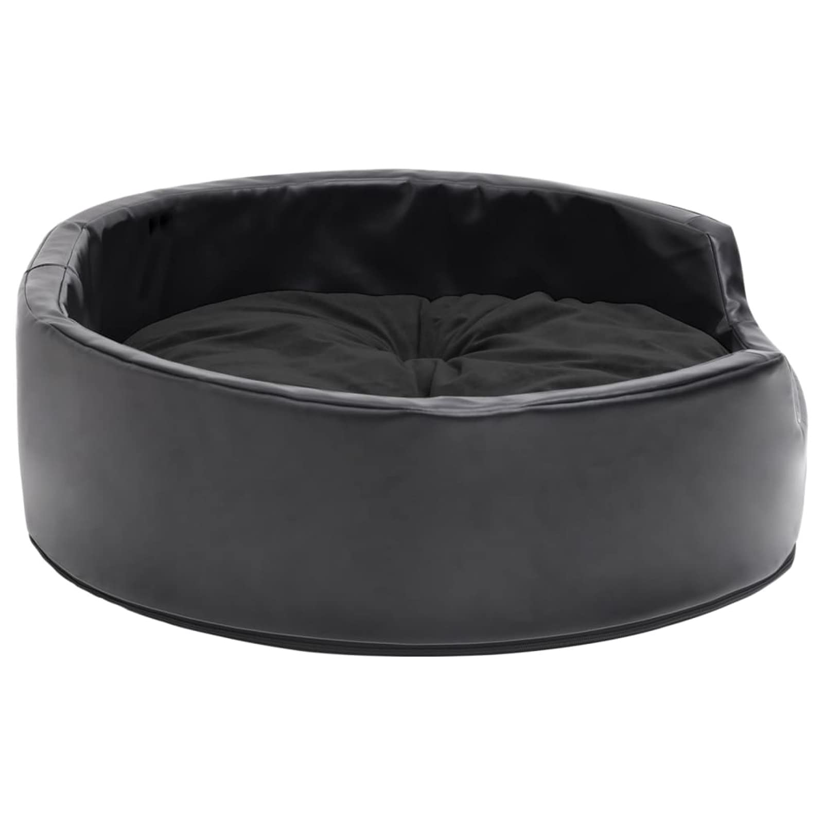 ZHOUMIN Cama para Perros, Sofa Perro, Colchon Perro, Sofá Cama para Mascotas, Felpa y Cuero sintético Negra 69x59x19 cm