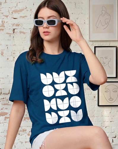 Image of Women's Half Sleeve Oversize Tshirt Graphic Printed Round Neck T-Shirts for Women
