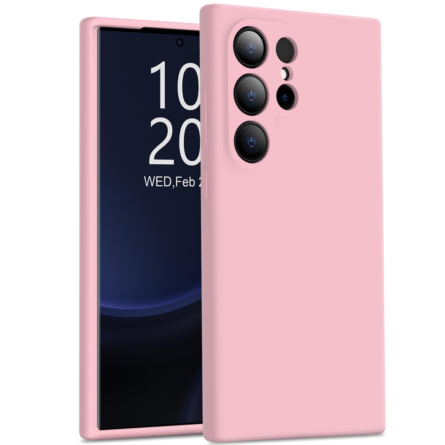 bemal for Samsung Galaxy S24 Ultra Case - Smooth Silky Liquid Silicone Cover - Slim Fit Soft Microfiber Lining - Designed for Women and Girls - Shockproof Protective Phone Case 6.8" - Light Pink