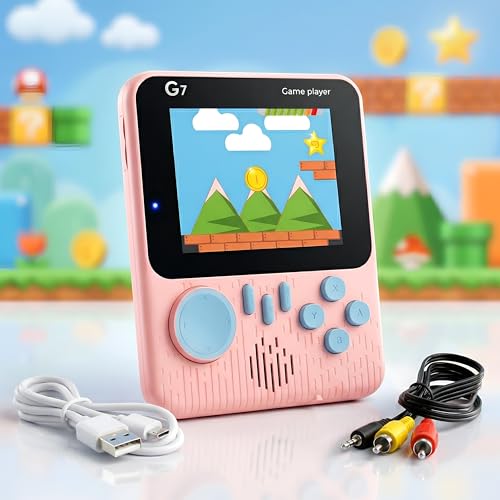 Image of Kidsmate Handheld Gaming Console Video Game for Kids with 666 Built-in Retro Games | Rechargeable Battery, Compact Design with TV Connectivity for Big Screen Play | Ideal for Fun & Learning (Pink)