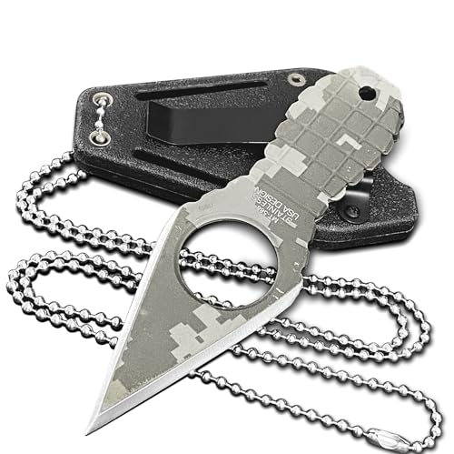 Image of Mini EDC Pocket Neck Knife with Chain and Sheath w /Pocket Clip, Ultra Small Fixed Blade Knives Tactical Necklace Knife for Men, Utility Box Cutter Outdoor Camping Backpacking Knives
