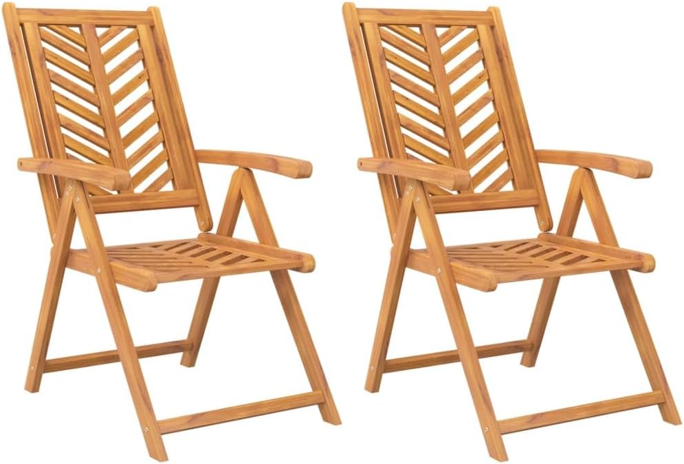 Reclining Patio Chairs 2 pcs Solid Wood Acacia Lawn Chairs