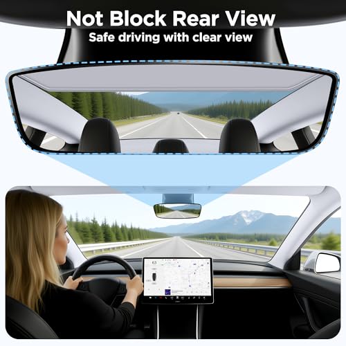 Image of 2026 Upgraded for Tesla Model 3 Accessories Sunshade Roof [No Sag, Ice-Crystal Cooling Coatings] Heat Insulation Glass Roof Sun Shade for Tesla Model 3 Accessories 2022-2026 Gray