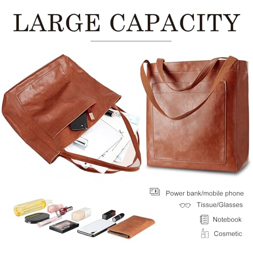Bolso Tote Vintage de Cuero Grande para Mujer miniatura 4
