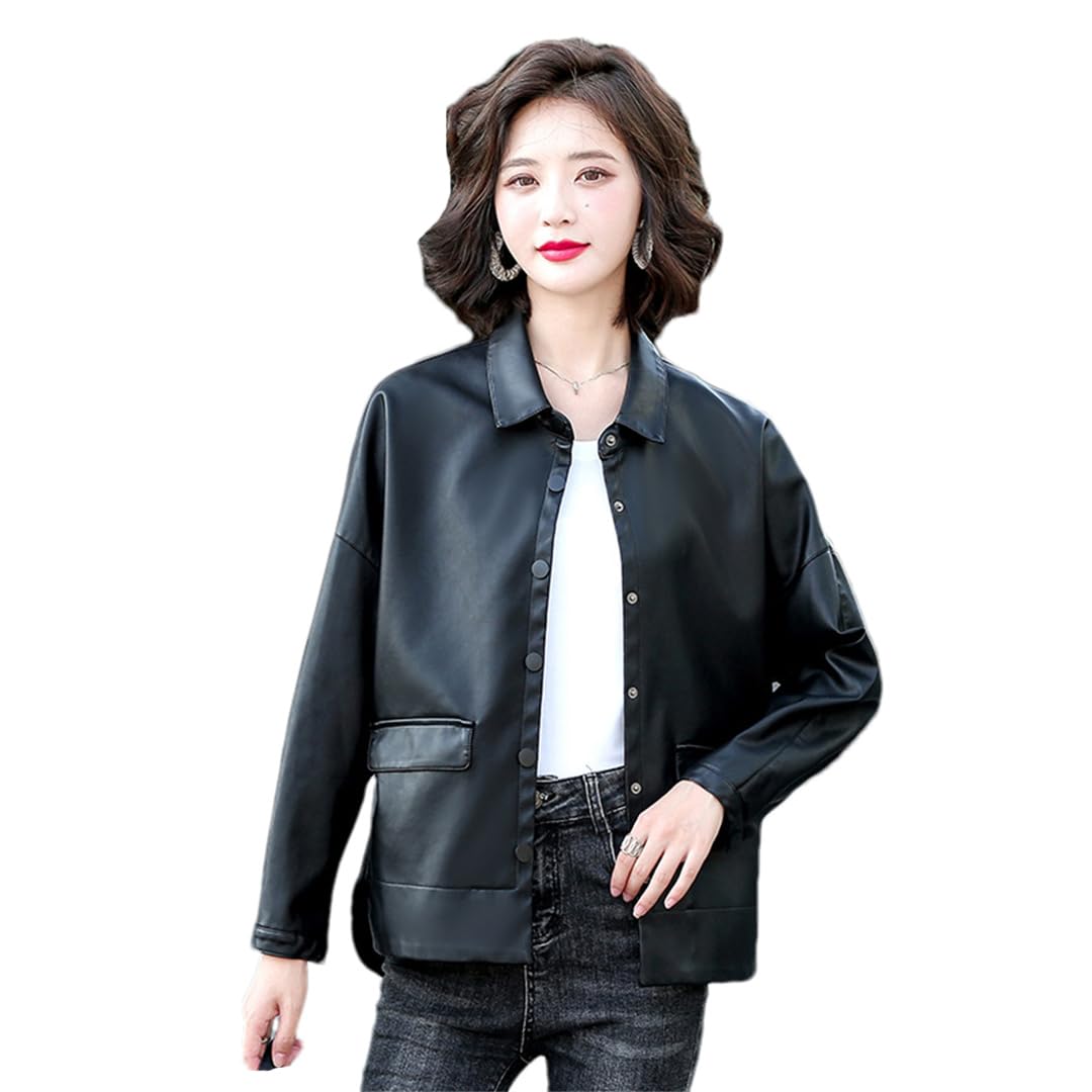 Cappotto In Pelle Casual Da Donna Giacche Solide Da Strada Per Abbigliamento In Ecopelle Primaverile E Autunnale