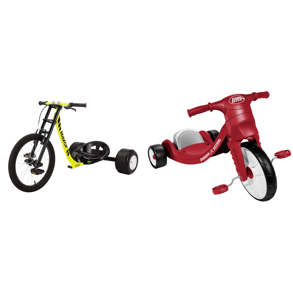 Razor DXT Drift Trike Yellow, One Size Trike + Flyer Trike for sale