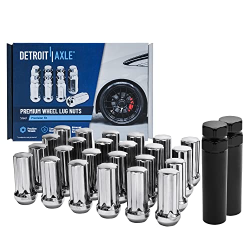 Image of Detroit Axle - Front Brake Kit for Chevy SSR Trailblazer GMC Envoy XL XUV Buick Rainier Isuzu Ascender Saab 9-7X, 2 Disc Brake Rotors 2 Wheel Bearing Hubs 24 Wheel Lug Nuts 2 Socket Key Replacement