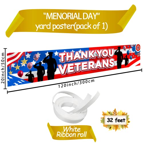 Memorial Day Decorations Graden Banner, Large 9.8*1.6Ft Memorial Day Decorations Outdoor Banner, Memorial Day Banner Yard Signs, Memorial Day Decor Garden Banner Outdoor Indoor Patriotic Decorations #TOP3