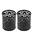 EasyPAG 2 Pcs Desk Round Pencil Holder 3-1/4 inch Dia x 3-3/4 inch High Gear Pattern Design, Black