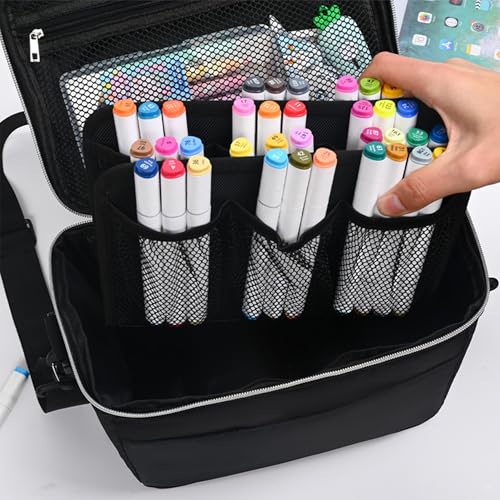 Image of Marker Case, 120 Slots Black Alcohol Marker Case Markers Carrying Bag Holder for Art Sketch Marker, Permanent Paint Marker, Dry Erase Marker, Repair Marker Pen, Color Highlighte Art Supplies