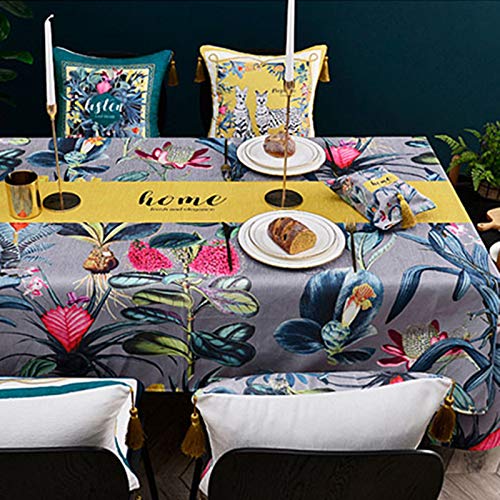 Nappe polyester 140x160cm moderne gris à fleurs pour table et décor - 4