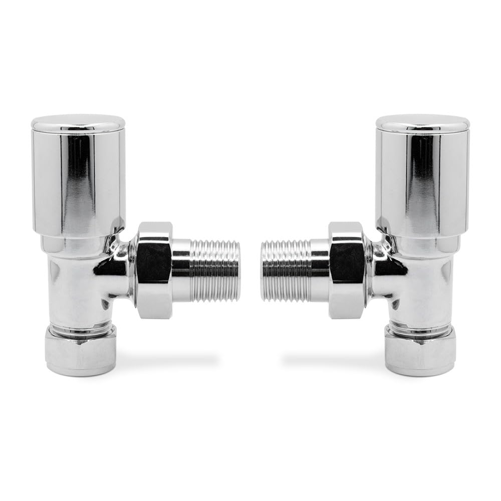 Angled Chrome Manual Single Heat Radiator Towel Rail Valves