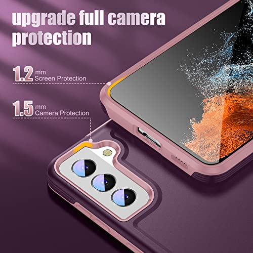 Kovasia For Samsung Galaxy S22 Case (Not For Plus Or Ultra), Slim Fit Tough Shock-Absorption Protective Phone Cover For Samsung Galaxy S22 5G 6.1 Inch, Happy Purple #TOP3