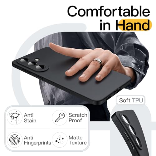 Image of JETech Slim Case for Samsung Galaxy A57, Anti-Slip, Black | Camera Lens Protection, Soft TPU Protective Phone Cover, Shockproof Protection