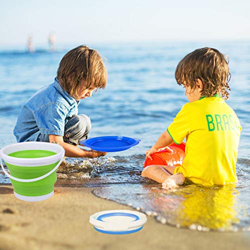Silicone Beach Foldable Buckets Toys, 3L Jumbo Sand Pails Bucket Set