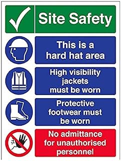 VSafety Multi Hazard Site Safety No Admittance Warning Sign - Portrait - 300mm x 400mm - 1mm Rigid Plastic