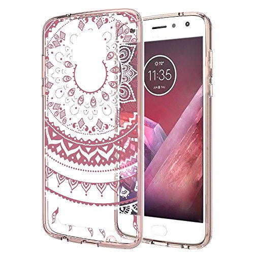 Moto Z2 Force Case with HD Screen Protector,AnoKe [Scratch Resistant] Colors Totem Mandala Folwer Clear Bumper Hybrid Slim Fit Protective Phone Case For Motorola Z2 Force Droid(2017) - TM CH Rose Gold
