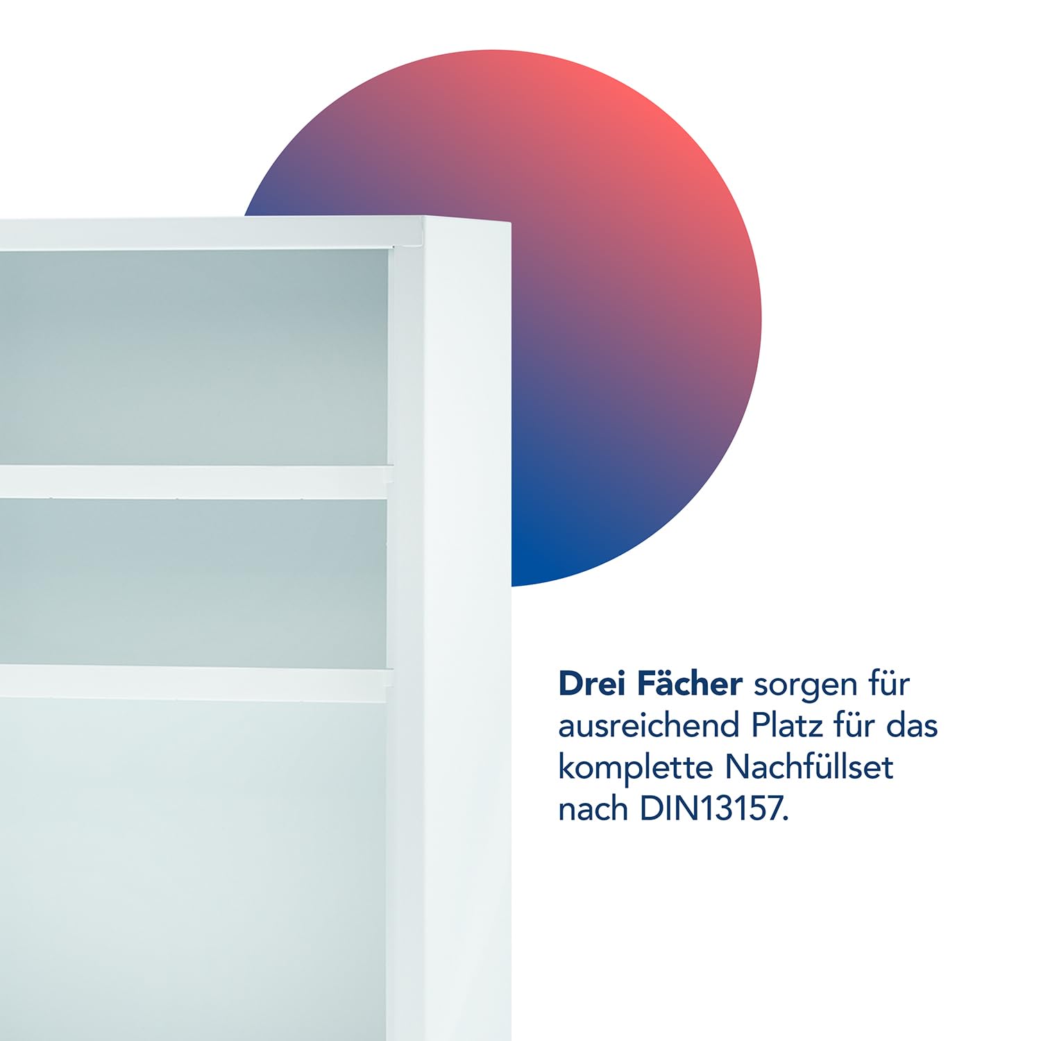 First Aid Only Verbandschrank Weiß mit 3 Fächern DIN 13157 | Gefüllter Erste-Hilfe-Schrank aus Metall zur Verbandmaterial und Medikamenten Aufbewahrung | Medizinschrank 46 x 30 x 14 cm