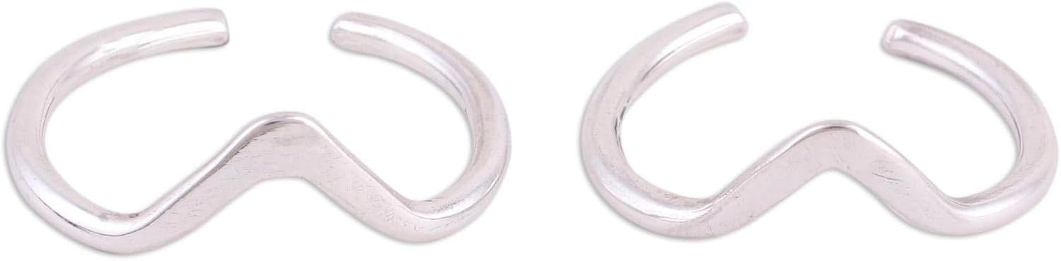 NOVICA Artisan Handmade .925 Sterling Silver Toe Rings Modern Polished Band India 'Steady Rhythm'(Pair)