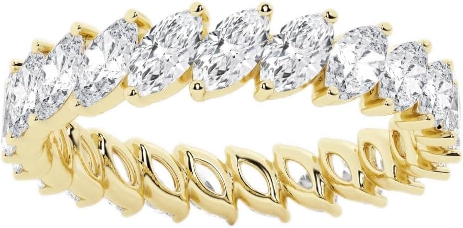 PVN Jewels Marquise Lab Grown Cubic Zirconia Diamond Eternity Band in 925 Sterling Silver