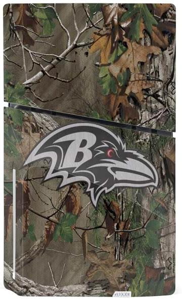 Skinit Decal Gaming Skin Compatible with PS5 Slim Disk Console - Officially Licensed NFL Baltimore Ravens Realtree Xtra Green Camo Design