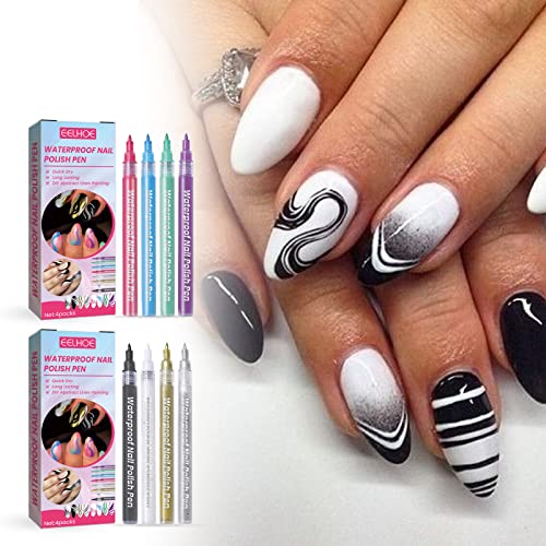 Rotulador para uñas4Color Nail Art Graffiti Pen Lápiz de pintura 3D Doodle Pen,Rotulador de uñas...