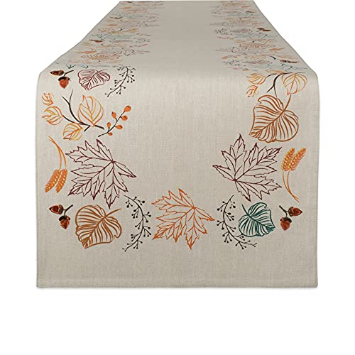 DII Fall Table Decorations Indoor Décor, Thanksgiving, Reversible Table Runner, 14x108, Autumn Leaves