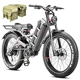 eAhora Romeo Pro [with Rear Rack and Basket] Peak 1600W 60Ah Electric Bike Long Range Ebike 100-200 Miles 26" Fat Tire Full Suspension