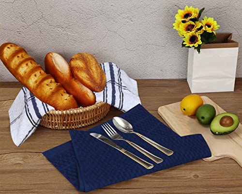 Ruvanti 100% Cotton Terry Kitchen Towels, Dish Towels For Kitchen, Washable Dish Cloths, Soft Tea Towels, Super Absorbent For Cleaning, Dishcloth For Quick Drying, 15X25, 6 Pack - Blue & White #TOP6