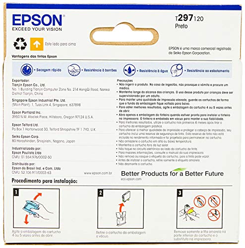 Cartucho de tinta Original Epson Preto - Alta capacidade - T297120BR
