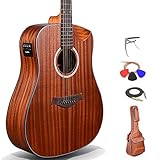 Kadence Acoustic Electric Guitar - Slowhand Premium Electric Acoustic Guitar (Mahogany) - Electro Acoustic Guitars with Padded Bag, String Set, Cable, Pro Capo, Picks & Bag - Semi Acoustic Guitar