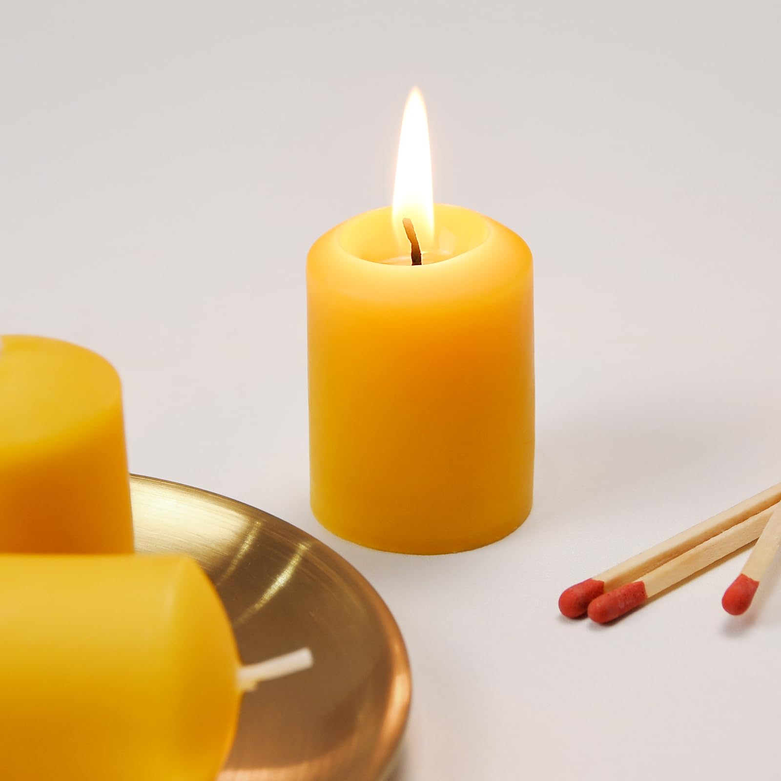 Bienenwachs-Votivkerzen, 6 Stück, natürlich, klein, Votivkerzen-Set für Zuhause, Zimmer, Dekoration, Party, Hochzeit, Spa, Geschenk
