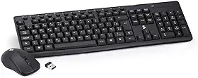 5+ Kit Teclado e Mouse, Santana Centro, Sem Fio, Office, Preto, KW-500