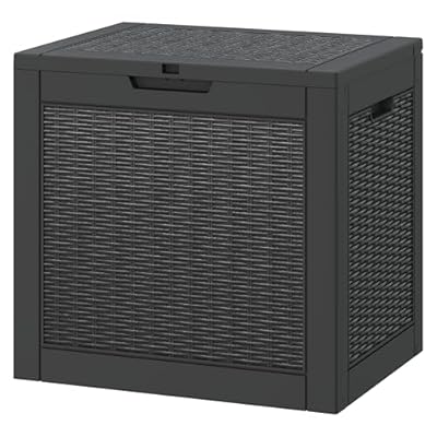 Esmlada 31 Gallon Outdoor Storage Box, Resin Deck Boxes Indoor and outdoor, Waterproof Storage Box Lockable Lid for Garden Tools, Package Delivery, Pool Supplies, Patio Cushions, Black