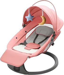 Automatic Electric Baby Rocker & Swing Cradle for Newborn (0–12 Months) | Intelligent Induction Rocking, 5-Speed Swing, Remote Control, Music, Mosquito Net | Baby Rocker Chair (Pink)