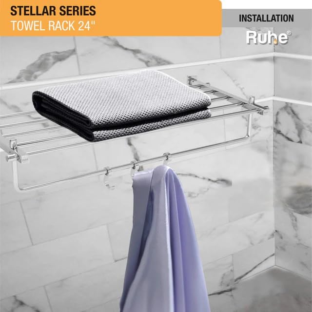 Image of Ruhe Stellar Towel Rack Premium Stainless Steel | Towel Cloth Rack /Holder /Stand /Shelf Accessories for Bathroom and Kitchen | 24 Inches