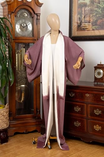 DEAR VANILLA Authentic Traditional Japanese Edo Komon Kimono for Women Silk Robe Made in Japan KMK-0026 Purple - Thumbnail 4