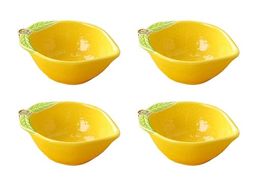 4pcs Ceramic Appetizer Plates Lemon Shape Side Dishes Seasoning Plates