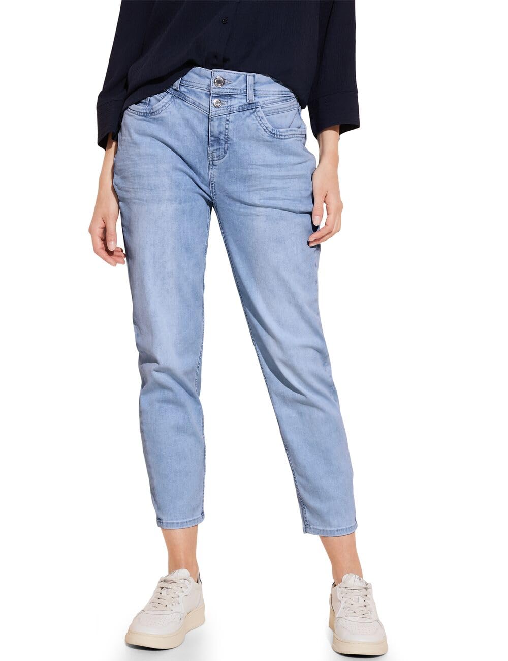 Street One Women's A377239 High Waist Jeans, Super Light Blue Washed, 28W x 28L