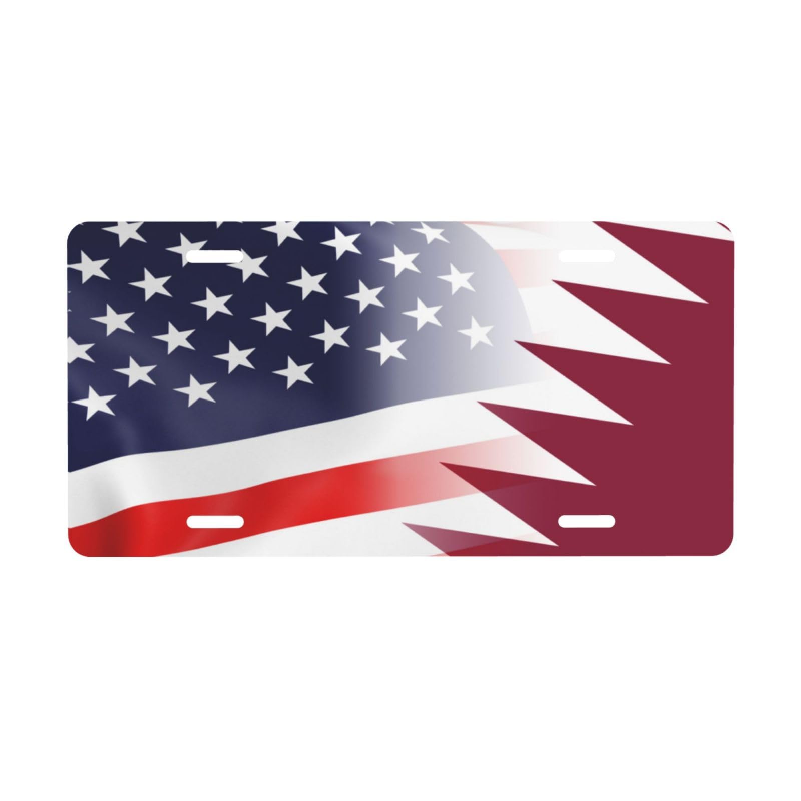 Flag of Qatar and USA 6X12 Inch License Plate-Vintage Aluminum Metal License Plate