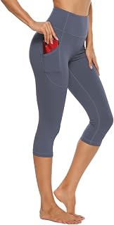 Stelle Capri Leggings for Women with Pockets High Waisted Yoga Pants | Flattering high-waisted fit, Buttery soft, Four-way stretch, Breathable, 2 Side pockets, Fitness, Workout, Active performance