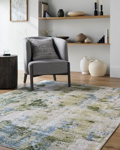 Mark&Day Washable Rugs, 2x4 Kamron Modern Sage Green Area Rug,