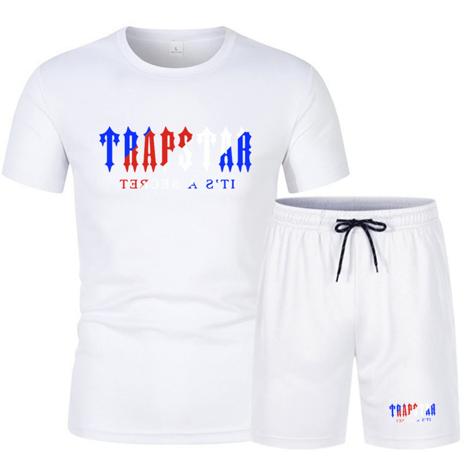 QYBFMSM Trapstar Camiseta Hombre Manga Corta Pantalónes Cortos Conjunto Deportivo Hombre Verano con Impreso Logo Trapstar Chándal Cuello Redondo Chandal Hombre y Mujeres Set