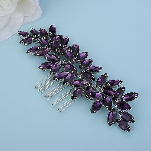 Peine para cabello con cristales morados para boda miniatura 2