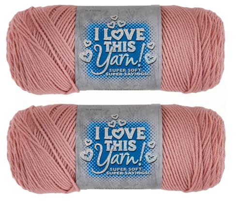 Hobby Lobby I Love This Yarn 100% Acrylic, 101 Rosy Cheeks, Set of 2