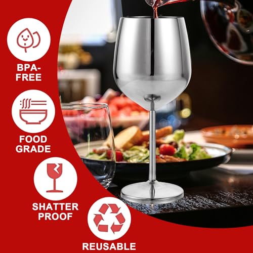 Lot de 4 verres à vin en acier inoxydable argenté nomade